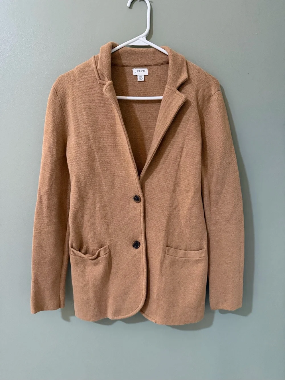 J Crew Sweater Blazer Cotton Heather Acorn Tan Womens extra small Classic